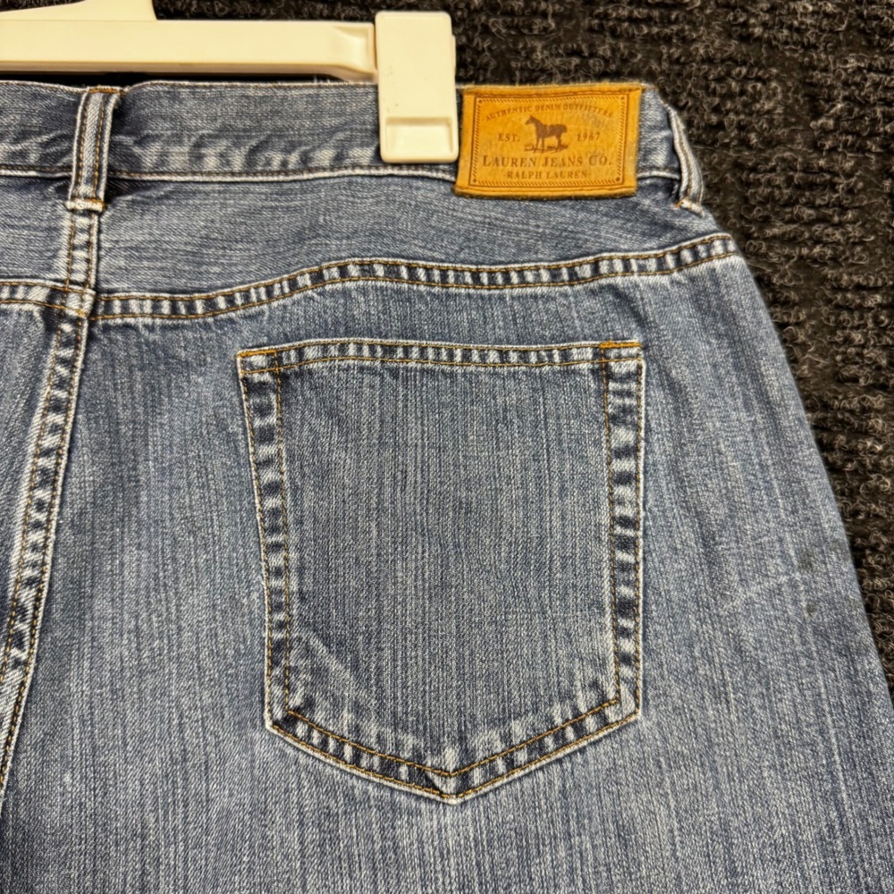 Lauren Ralph Lauren Embroidered Straight Leg Jeans Medium Wash Blue Size 16